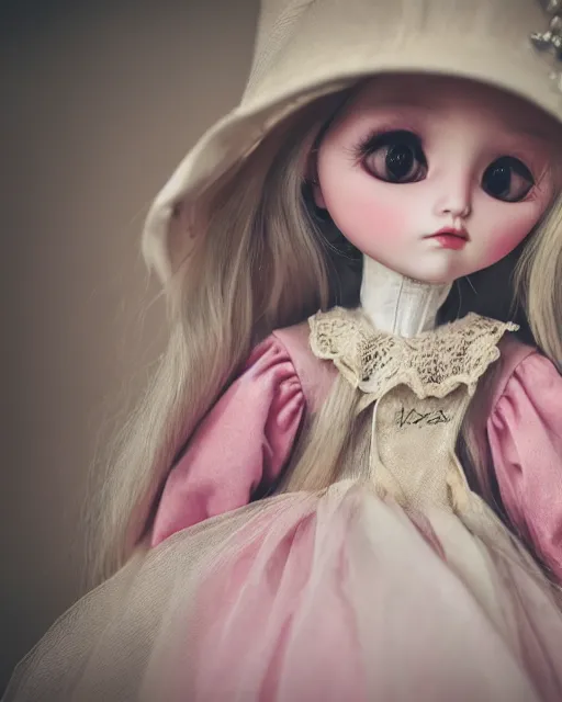 Prompt: high quality presentation photo of a cute pocelain doll, Nicoletta Ceccoli style, photography 4k, f1.8 anamorphic, bokeh, 4k, Canon, Nikon