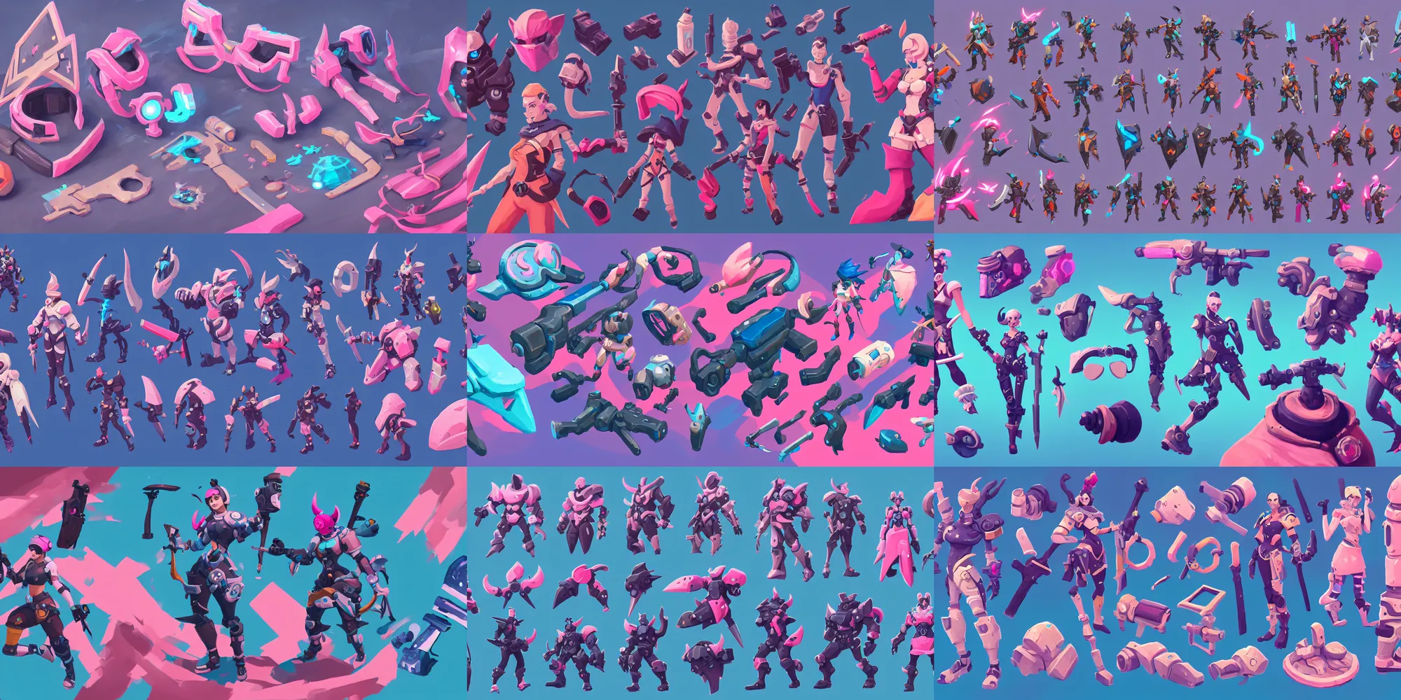 Prompt: game asset of wearables, in gouache detailed paintings, props, stylized, 2 d sprites, kitbash, arcane, overwatch, blue and pink color scheme, 8 k, close up