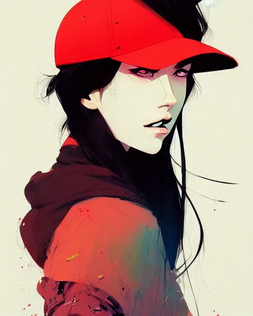 Image similar to a ultradetailed beautiful portrait panting of a stylish woman wearing a snapback, by conrad roset, greg rutkowski and makoto shinkai, trending on artstation