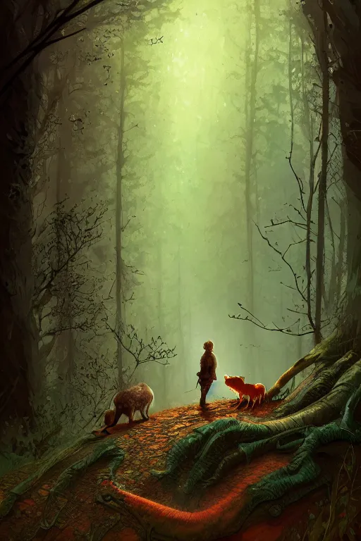 Prompt: a storybook style draw of the feeling of sadness when you see an animal die in the forest, by Marc Simonetti, intricate, elegant, fantasy, highly detailed, digital painting, concept art, sharp focus, artstation