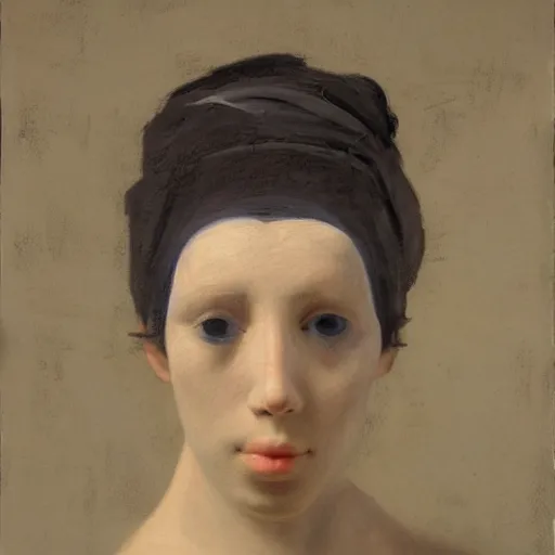 Image similar to A beautiful art installation of a human face with a bird's beak protruding from the forehead. Star Wars, pastel black by Jean Auguste Dominique Ingres energetic, earthy