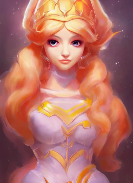 Image similar to beautiful portrait of a gorgeous knight who looks like Princess Peach , character design by Ross Tran, artgerm detailed, soft lighting