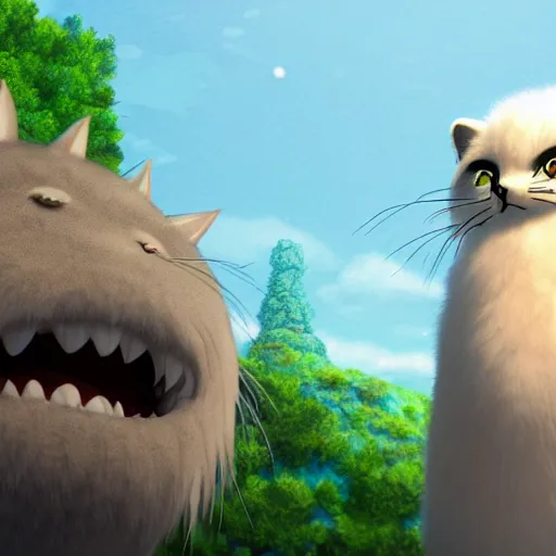 Prompt: guy and furr creature , with Fragile looking character portrait face made by Studio Ghibli highly detailed art, beautiful scene, sharp focus, smooth, nostalgic 8k, anime art