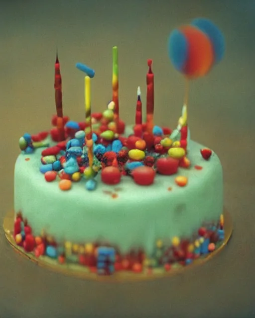 Image similar to photo of a childrens birthday cake designed by beksinski, bokeh