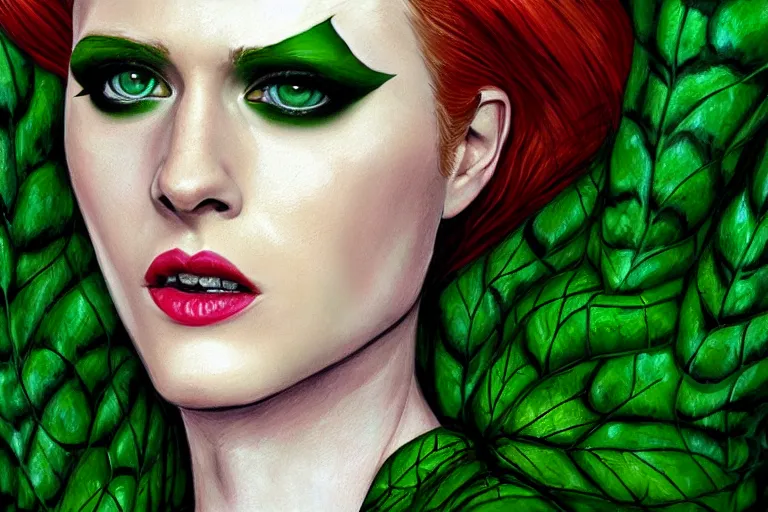 Image similar to portrait of evan rachel wood as poison ivy, detailed