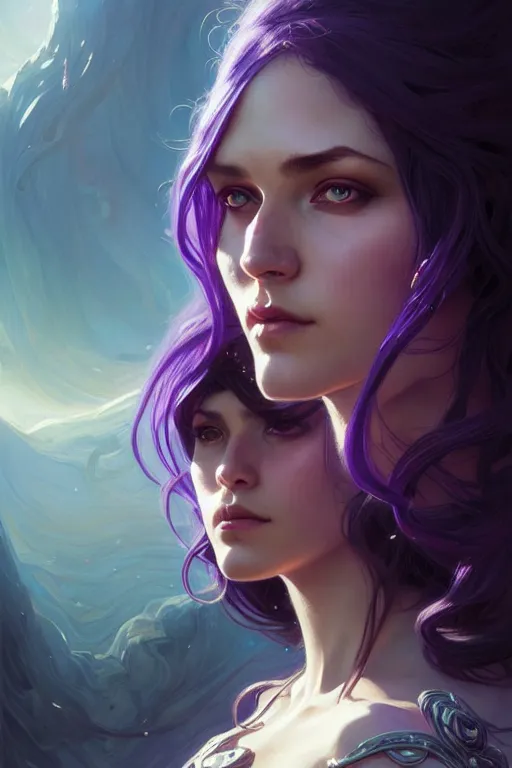 Image similar to giant purple worm, fantasy, amber eyes, face, long hair, intricate, elegant, highly detailed, digital painting, artstation, concept art, smooth, sharp focus, illustration, art by artgerm and greg rutkowski and alphonse mucha