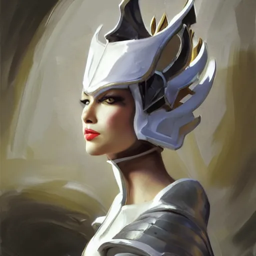 Image similar to greg manchess portrait painting of armored white queen from alice in wonderland as overwatch character, medium shot, asymmetrical, profile picture, organic painting, sunny day, matte painting, bold shapes, hard edges, street art, trending on artstation, by huang guangjian, gil elvgren, ruan jia, randy vargas, greg rutkowski