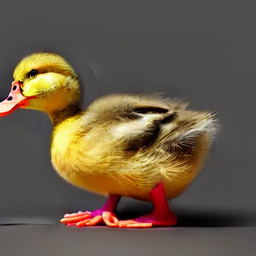 Prompt: a duckling doing yoga, photorealistic, octane render, very colorful, vibrant,