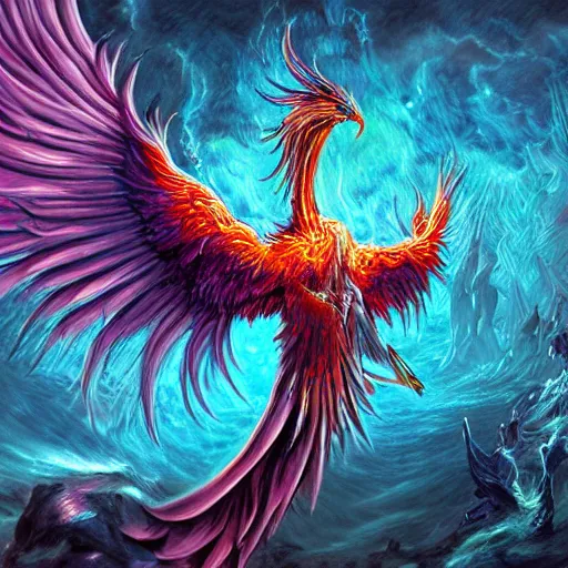 Image similar to fantasy art hyper realistic ai created interesting bizarre phoenix fantastic art award winning best ultra detailed magnificent