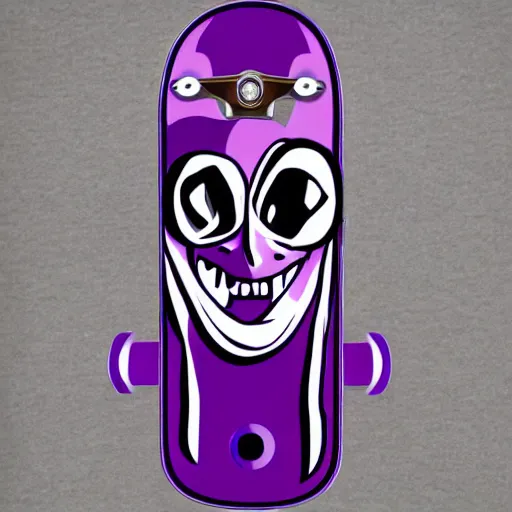 Prompt: purple alien at skateboard