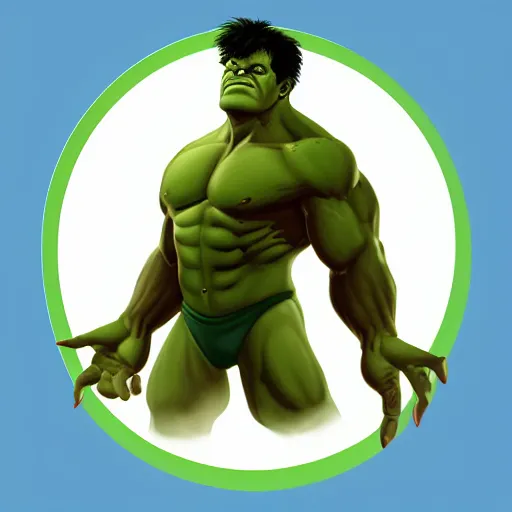 Prompt: the Hulk as a very small character,digital art