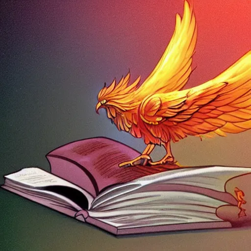 Prompt: A render of a phoenix reading a book | Detailed | HD | Digital Art | 2018 | Modern | DC | Color | Glossy | 3D | Raytraced | Award Winning | Artstation | Trending | Viral | Colorful | Amazing | Cute | Artistic | Soft Lighting | Cell Shader