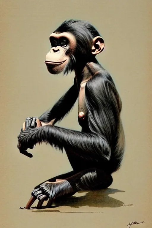 Image similar to (((((1950s robot chimp . muted colors.))))) by Jean-Baptiste Monge !!!!!!!!!!!!!!!!!!!!!!!!!!!!!!