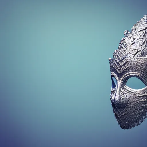 Image similar to an elaborate intricate mask made of water, rendered in octane, behance hd, bokeh backdrop