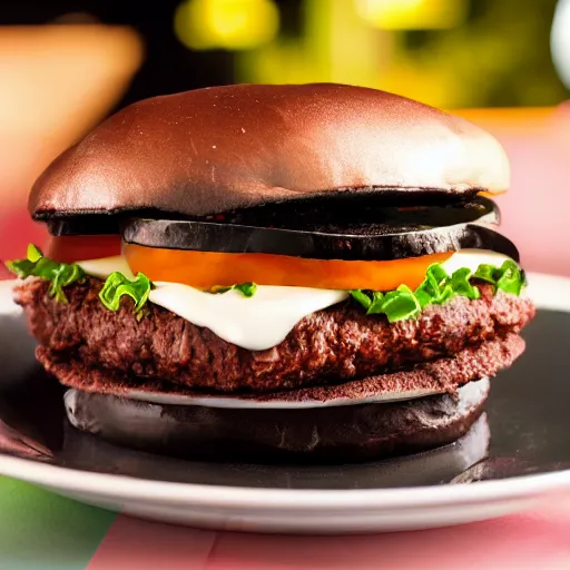 Prompt: black hamburger, photo, detailed, 4k