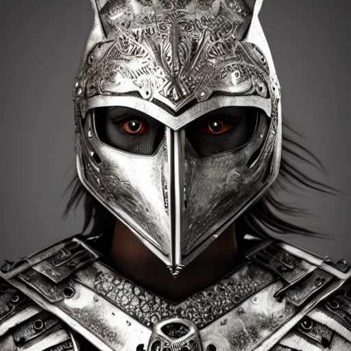 Prompt: female warrior wearing metal owl armour, highly detailed, 4k, HDR, smooth, sharp focus, hyper realistic, high resolution