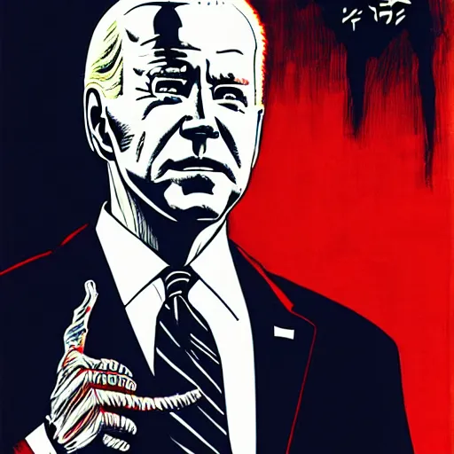 Image similar to Joe Biden looking sinister, by Tsutomu Nihei, highly detailed