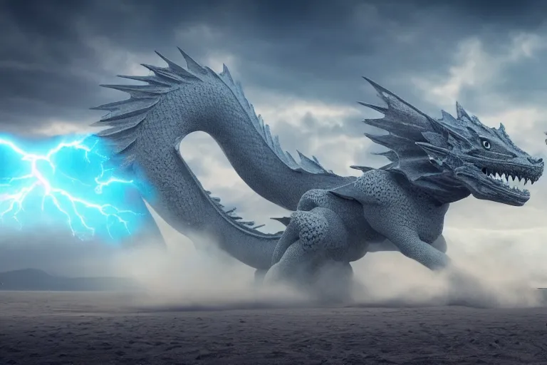 Image similar to sand dragon with lightnings and smoke is fighting against giant wind monster with cyclones, cgsociety, full length, exquisite detail, post - processing, masterpiece, volumetric lighting, cinematic, hypermaximalistic, polarizing filter,, sony a 7 r iv, cinematic, 8 k resolution, beautiful detailed, insanely intricate details, sharp edges, smooth focus, low angle,