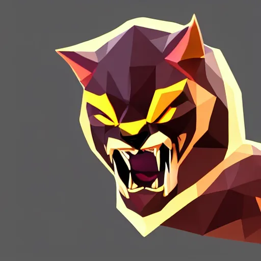 Image similar to a vector logo of rengar from league of legends, low poly,