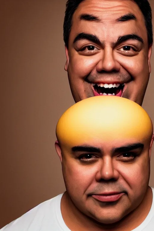 Image similar to 📷 gabriel iglesias the egg 🥚, made of food, head portrait, dynamic lighting, 4 k