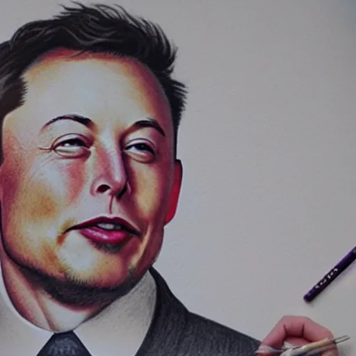 Prompt: a child's pencil drawing of elon musk