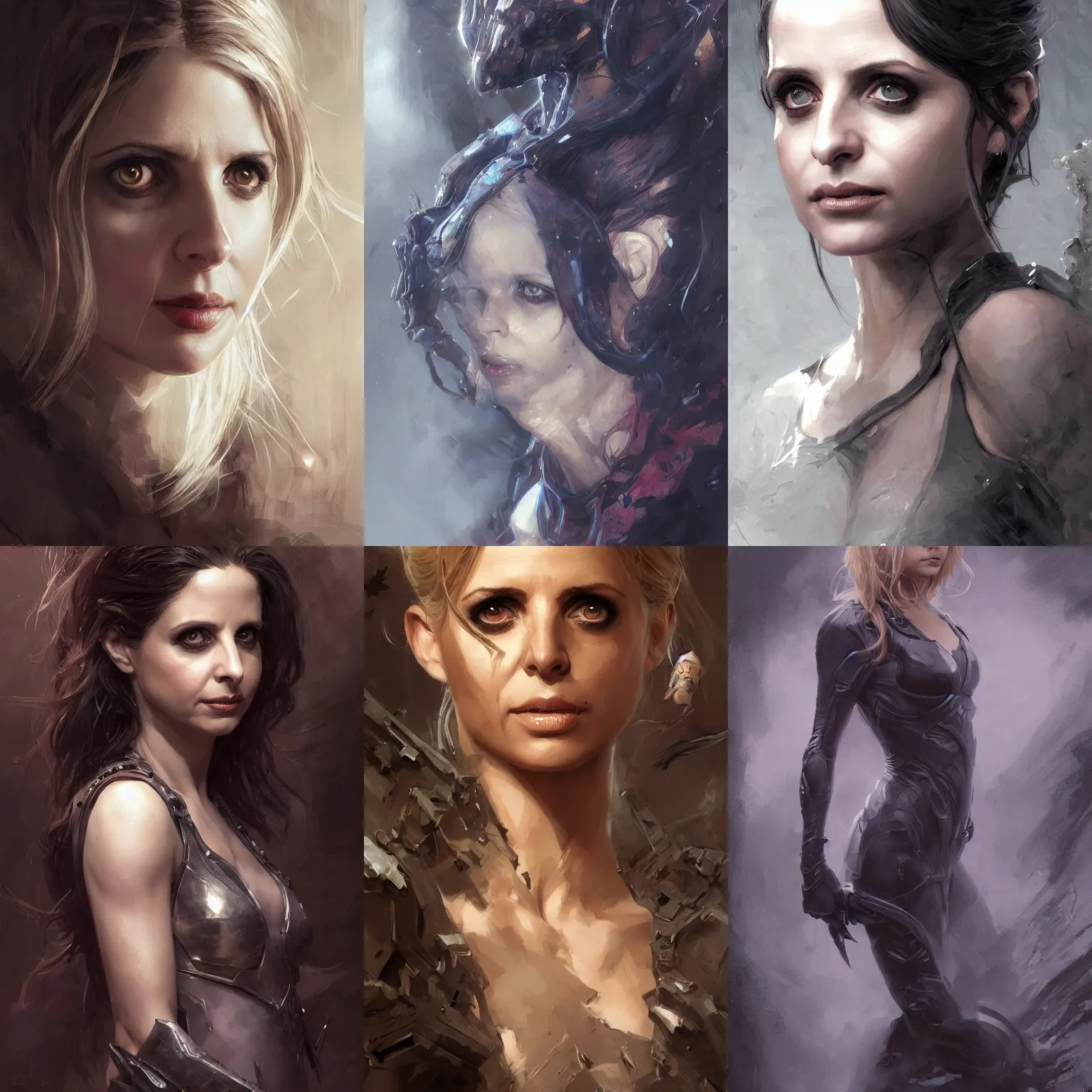 Prompt: Portrait Sarah Michelle Gellar, marvel comics, dark, intricate, highly detailed, smooth, artstation, digital illustration by Ruan Jia and Mandy Jurgens and Artgerm and Wayne Barlowe and Greg Rutkowski and Frank Frazetta