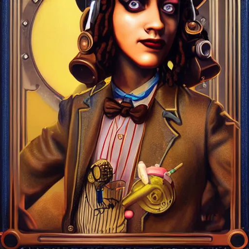 Image similar to Lofi Steampunk Bioshock portrait of Snoop Dog Pixar style by Tristan Eaton Stanley Artgerm and Tom Bagshaw