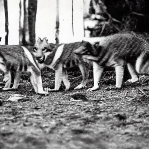 Image similar to a herd of tasmanian tigers thylacine