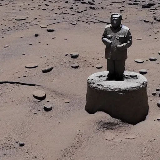 Image similar to a photo of mao zedong's sculpture on mars a made of resin, dramatic lighting