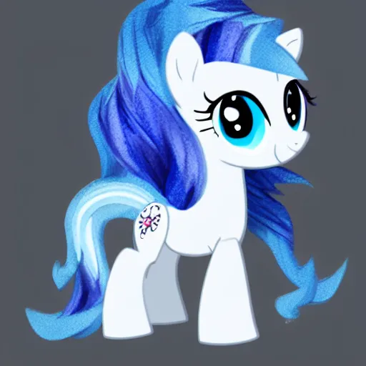 Image similar to a blue little pony with white hair, a picture by an gyeon, featured on derpibooru, booru, superflat