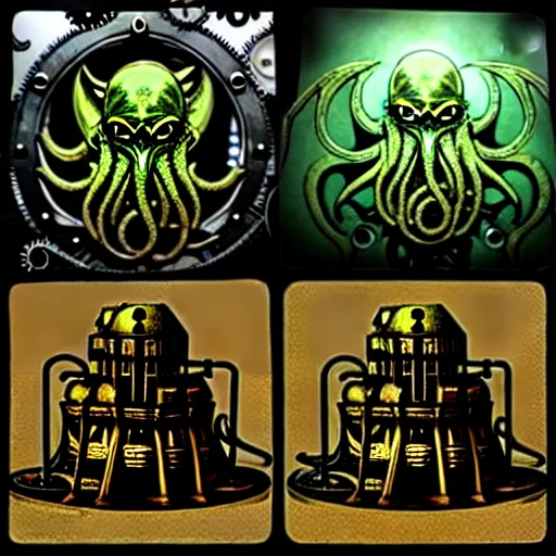 Image similar to steampunk cthulhu center