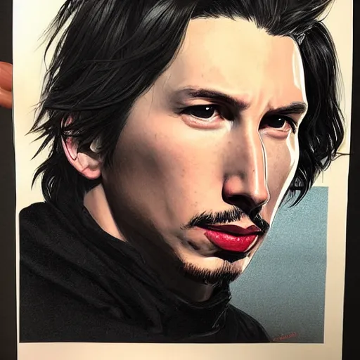 Image similar to adam driver portrait as a manga character, realistic shaded perfect face, fine details. anime. realistic shaded lighting poster by ilya kuvshinov katsuhiro otomo ghost - in - the - shell, magali villeneuve, artgerm, jeremy lipkin and michael garmash and rob rey