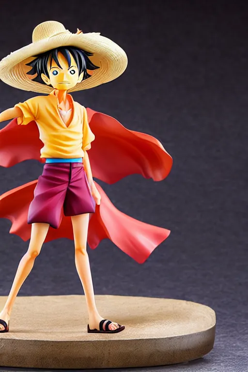 Image similar to figurine of luffy wearing an elegant summer blouse, personification, official store photo, commercial photo, featured on amiami, lovecraftian, 8 k, 8 5 mm, beautiful composition