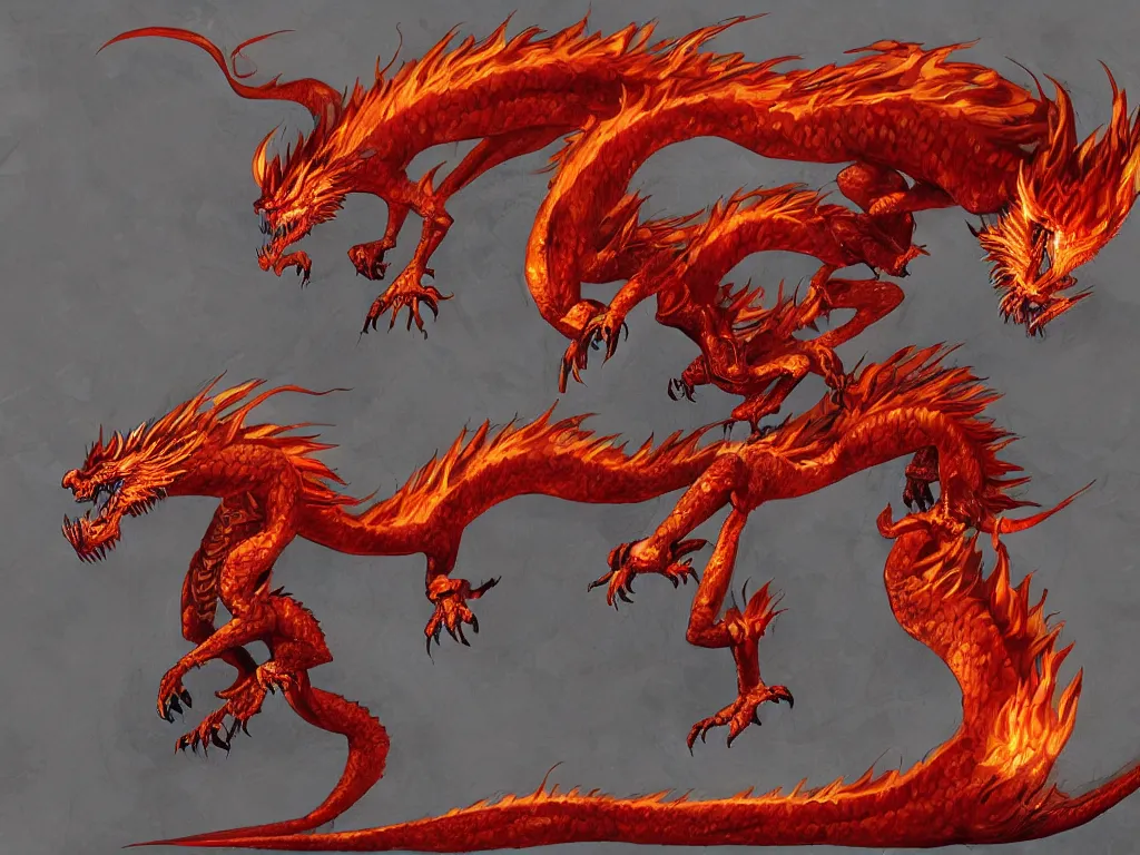 Prompt: fiery bone dragon, burning skeletal chinese dragon flying; concept art, trending on artstation