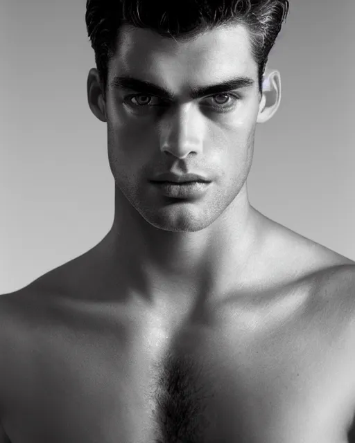 Prompt: sean o'pry deep looking into the camera, symmetrical face, herculean, bulging muscular figure, beautiful gigachad, soft lighting, highly detailed face, sharp focus, photo by herb ritts