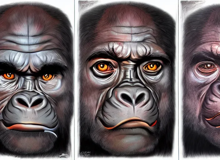 Image similar to Joe Rogan gorilla transformation, step by step, ArtGerm, masterpiece