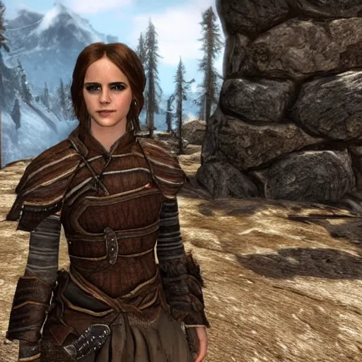 Prompt: Emma Watson in Skyrim