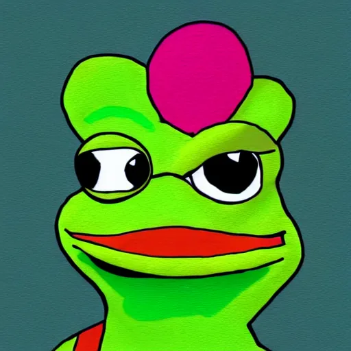 Image similar to A colorful pepe the frog clown, digital art, crazy, funny, stupid