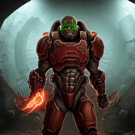 Image similar to character from doom 2 0 1 6, doom eternal