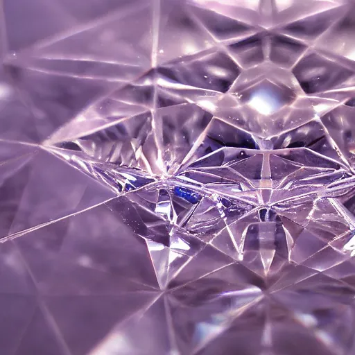 Prompt: tilt shift close up frozen diamond, intricate, reflection, refrection