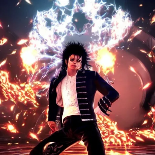 Prompt: a screenshot of michael jackson in tekken 7