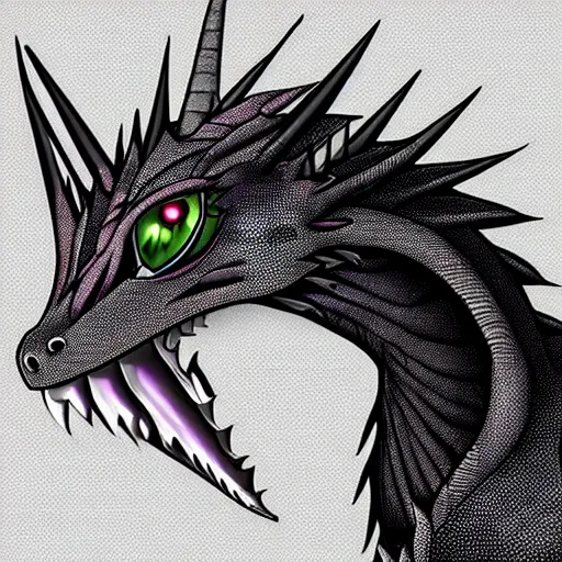 Image similar to a 128 foot tall elegant female silver scaled western dragon with purple accents; The scales smooth and streamlined, while having a sleek and sharp crest; two eyes bright blue; the snout sharp and pointed, yet sleek and elegant; close-up bust, high quality 16k digital art, deviantart, furaffinity
