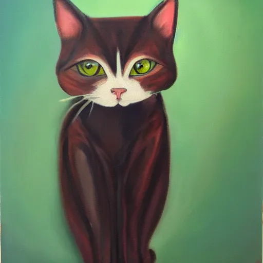 Image similar to oil painting of a bipedal cat in suit,