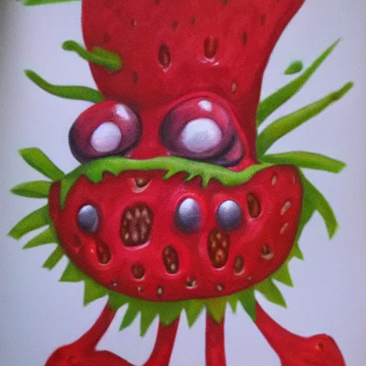 Image similar to strawberry creature with two eyes