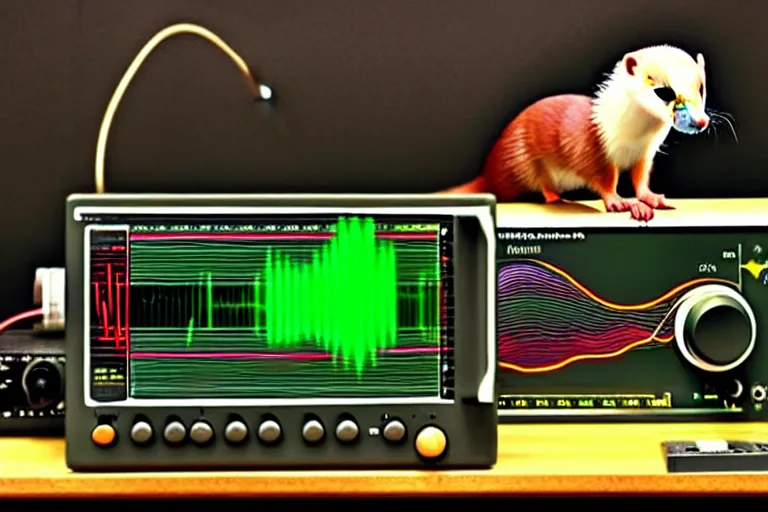 Image similar to an oscilloscope shaking a sound wave, wiggling a weasel, a stoat sinusoid spectacle : the wiggle and the wave - the wiggle is the wave!