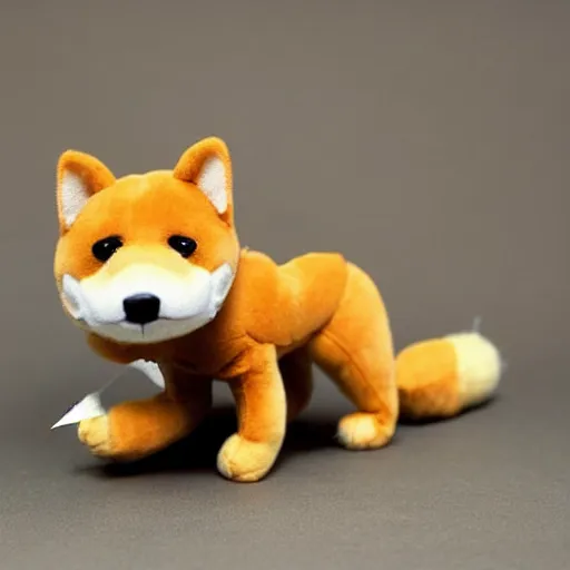 Image similar to a plush of a very evil shiba inu smoking a cigar, fluffy, soft, photo realistic, highly detailed,