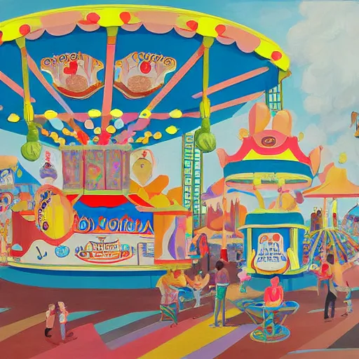 Image similar to painting of a funfair, by rik oostenbroek, james jean, amy sol