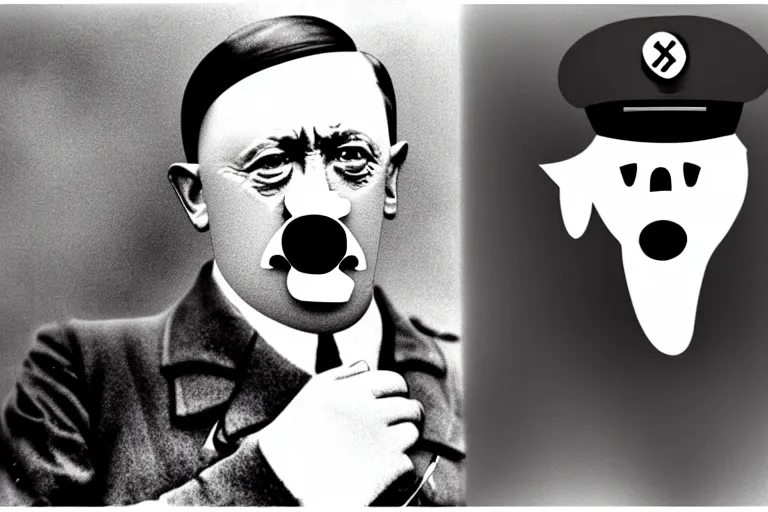 Image similar to hitler with pig's nose on face
