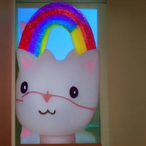 Image similar to Translucent Mr Bean, unicorns, rainbows, cats