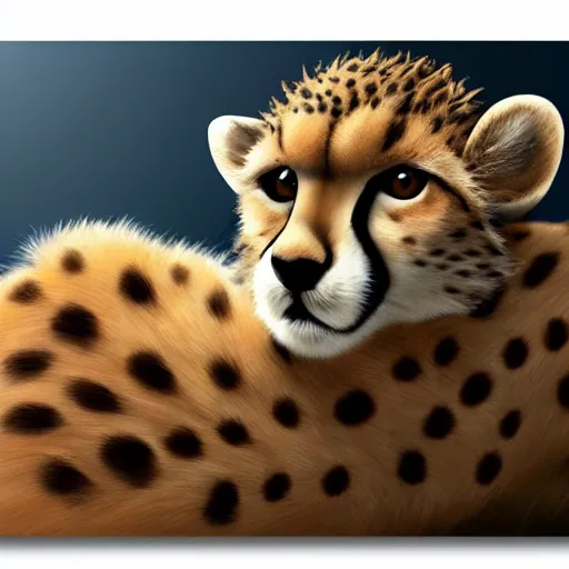 Prompt: beautiful cheetah with lop eared bunny ears and fluffy detailed fur hybrid creature character concept detailed painting 4 k